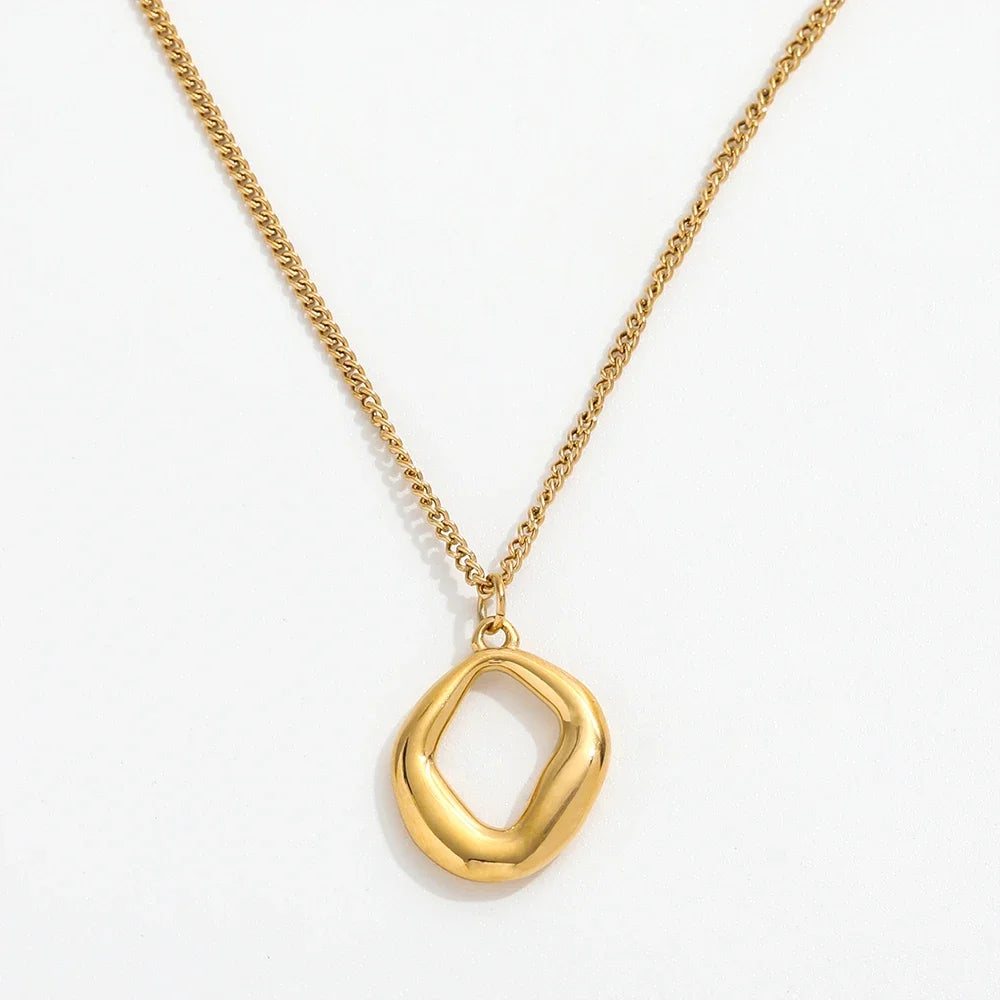 Fenny 18K PVD Plated Simple Irregular Circle Pendant Necklace Versatile for Women Stainless Steel Jewelry Wholesale
