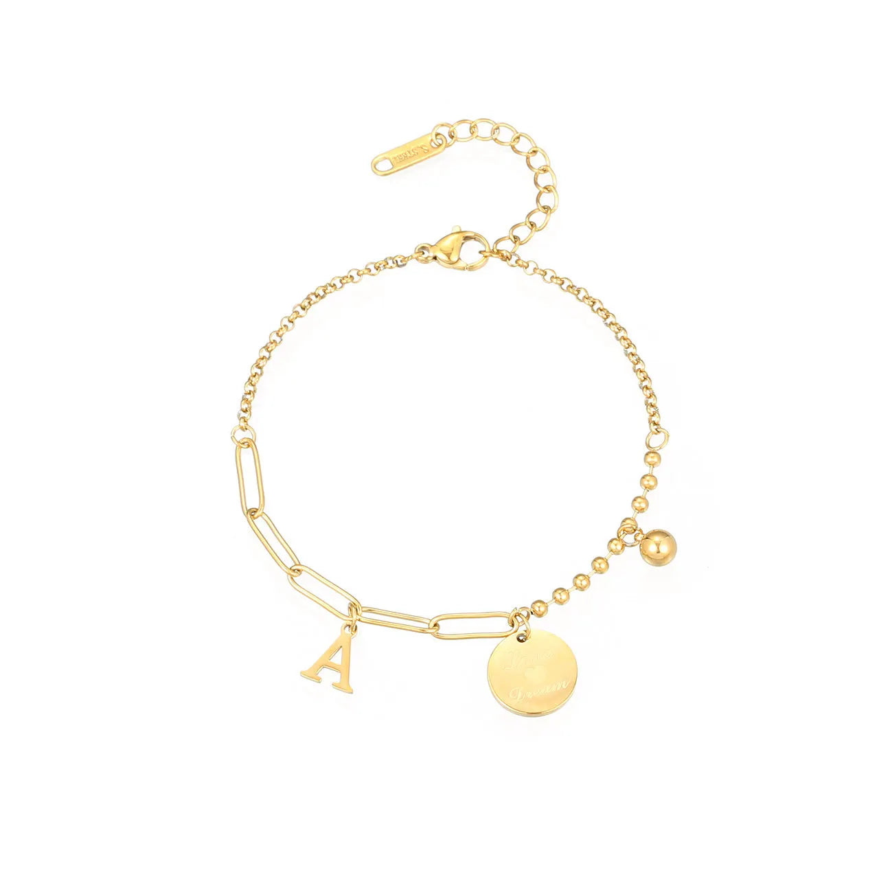 Women's Fine Jewelry Stainless Steel Alphabet Chain Bracelet Fashion Charm Bracelets for Wholesale