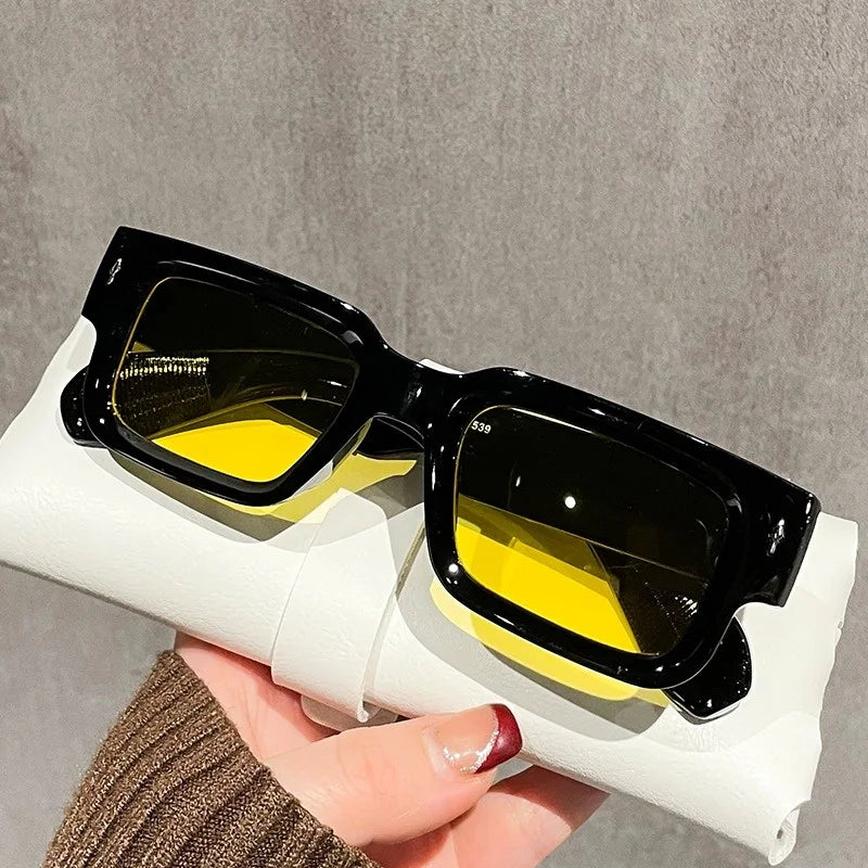 2025 High Quality Plastic Wholesale Sunglasses Mens Women Custom Logo Luxury Thick Square Frames Rectangle TAC Sun Glasses
