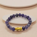Wholesale Pixiu Charm Gemstone Beads Bracelets Gold Plated Pixiu Charms Natural Amethyst Stone Beaded Bracelets