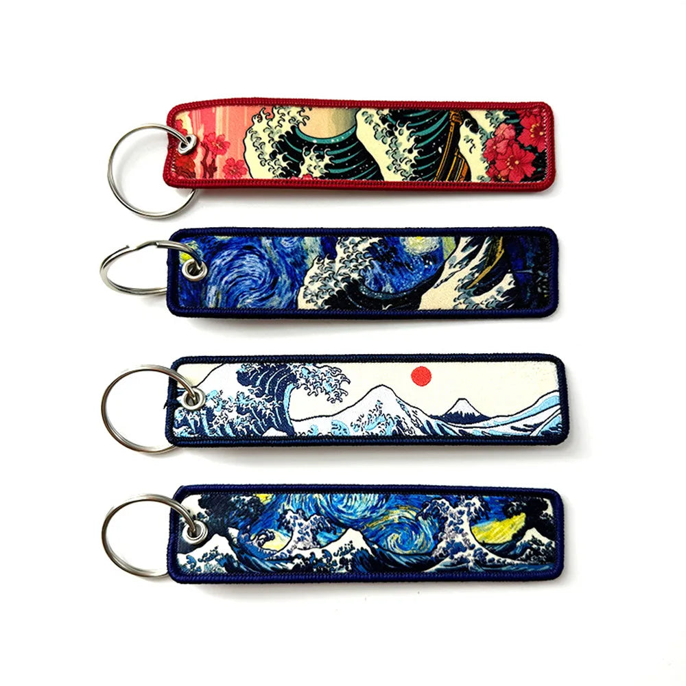 20 Designs Car Auto Racing Keyring JDM MotorGP Car Fans Hokkaido Sea Waves Woven Keychain Jet Tag