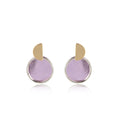KITI Elegant Gold Accent Earrings with Purple Glitter Plastic Disc Fashion Jewelry for Women