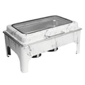 Catering Equipment Luxury Hotel 9L Black White Marble Design Stainless Steel Rectangle Hydraulic Chafing Dish Buffet Food Warmer