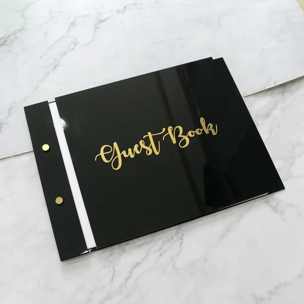Wedding Guest Books With Blank Pages Photo Guestbook Hardcover Acrylic Guest Book for Registry and Sign in