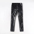 Pu Faux Leather Button Cargo Pants Snakeskin Grain Custom Color Y2K Streetwear Leather Pants for Men