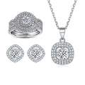 Trendy Fashion Round Cut Jewelry Sets 925 Sterling Silver Rhodium Plated Women Non Fade Jewelry Set