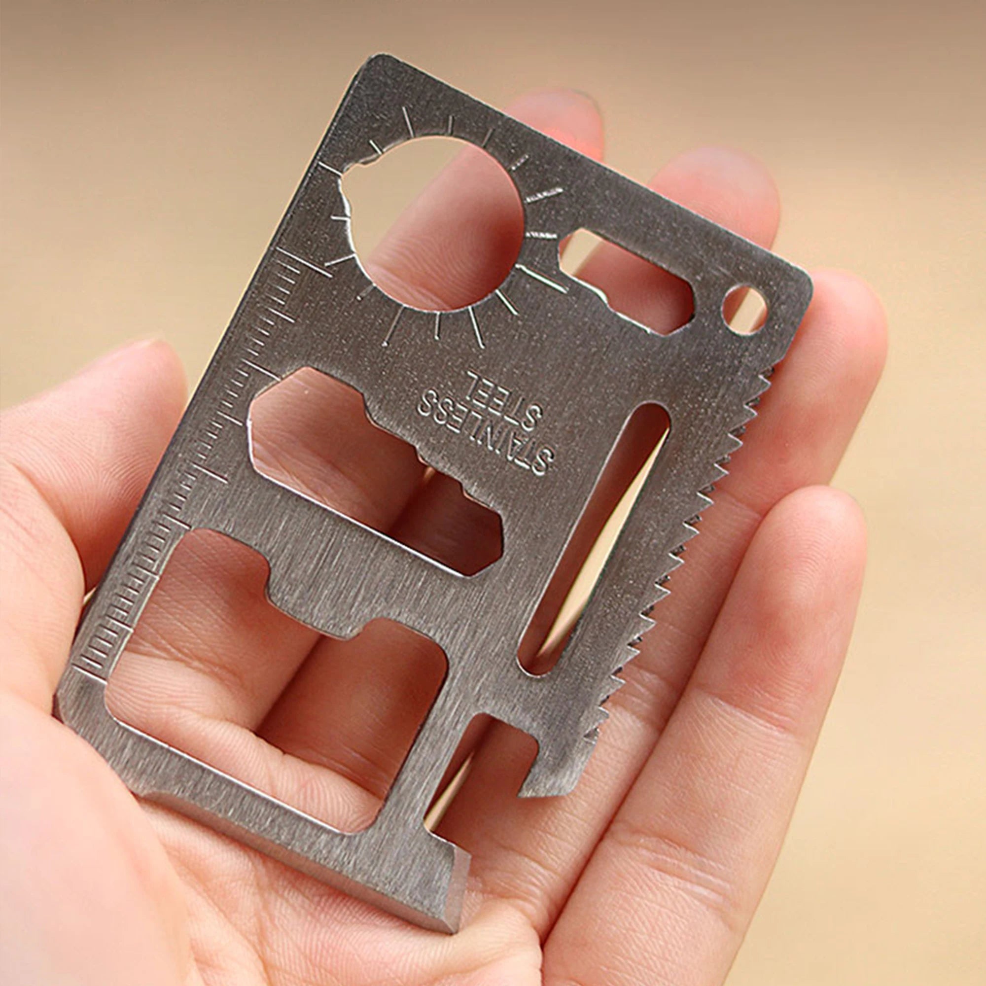 All in One Tool Stainless Steel 2.7IN Pocket Wallet OEM LOGO Multi Tool Credit Camping EDC Card 15L Capacity Climbing