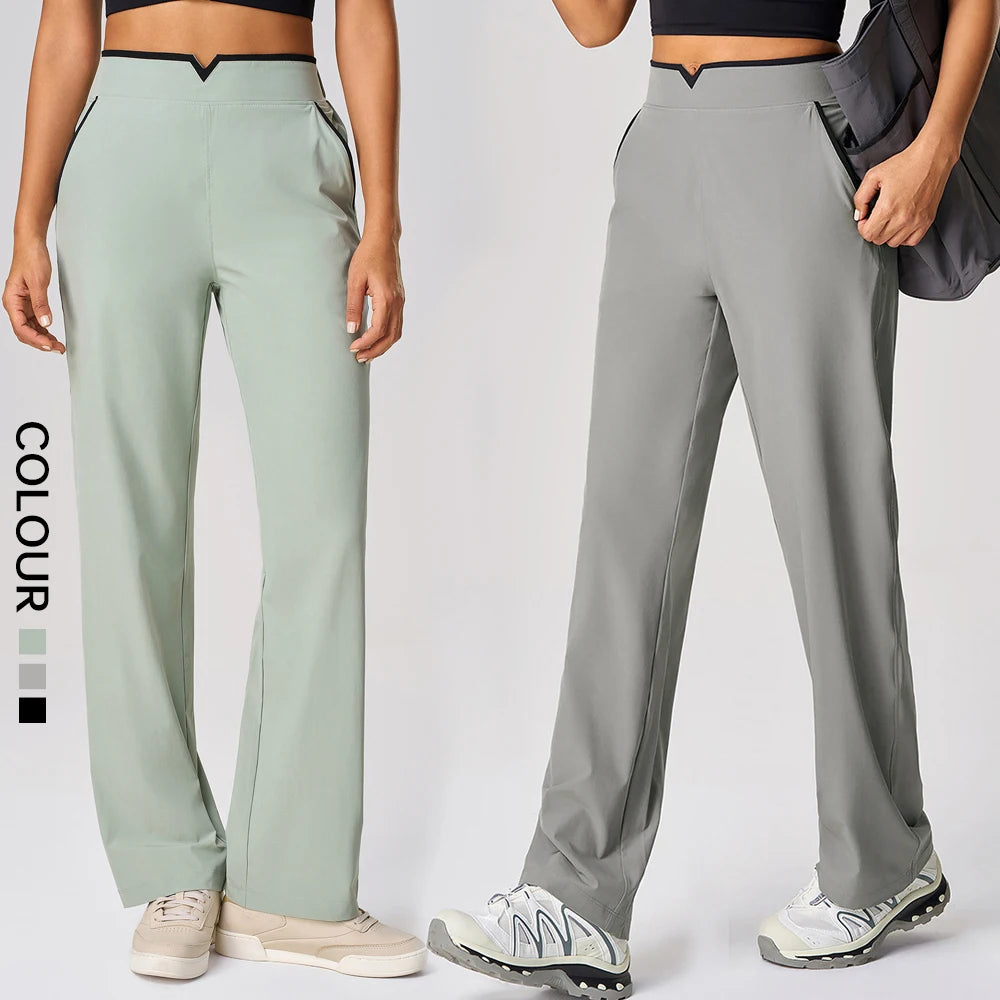 SHINBENE 31" Quick Dry Lightweight Polyester Workout Jogger Pants High Waist Straight Cut Leisure Joggers with Pocket