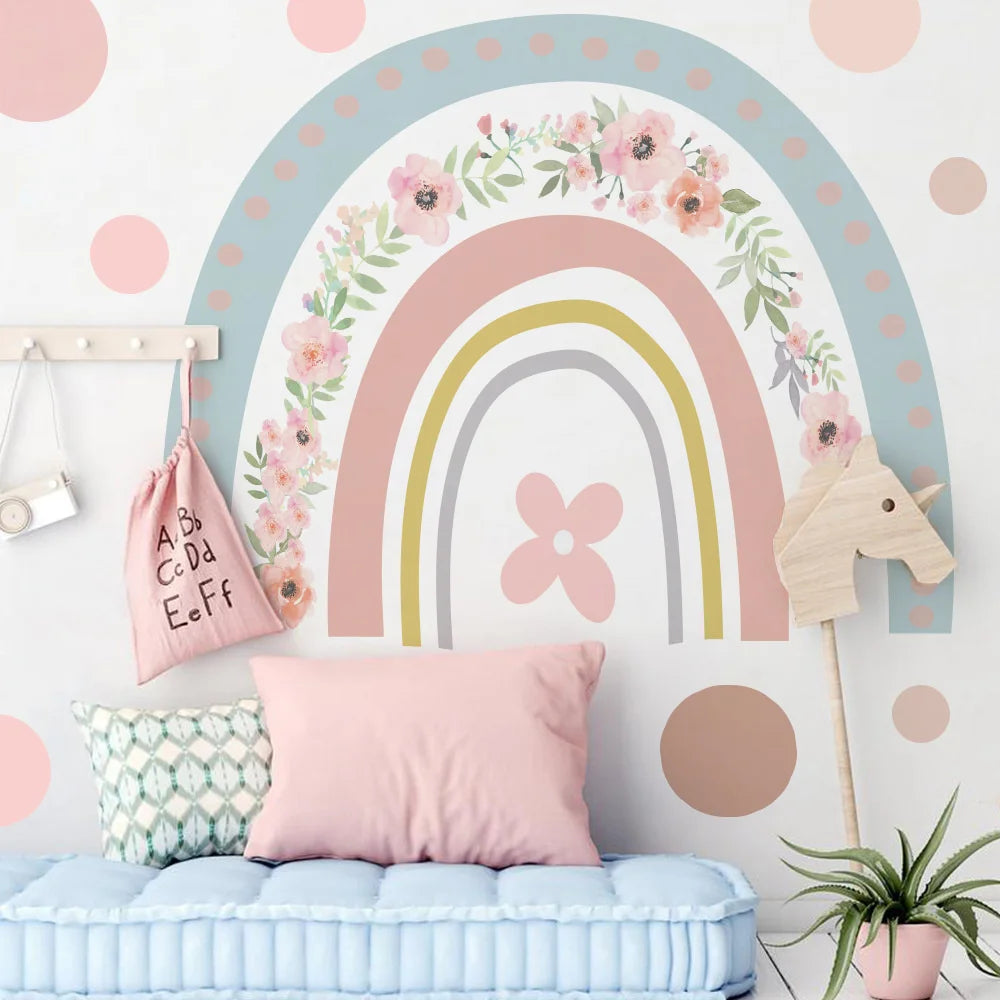 Custom Design DIY Decorative Rainbow Dots Wall Sticker Children Room Decoration Sticker Removable Wall Decal