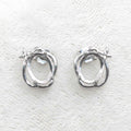 Sterling Silver 7*9mm Semi Mount Stud Earrings Empty Frame Support Blank Setting S925 Base Without Center Stone for DIY Inlay