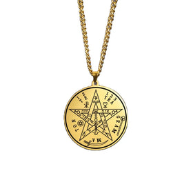 Hiphop Stainless Steel Star Solomon Seal Kabbalah Amulet Pendant Necklace for Women Men Jewelry