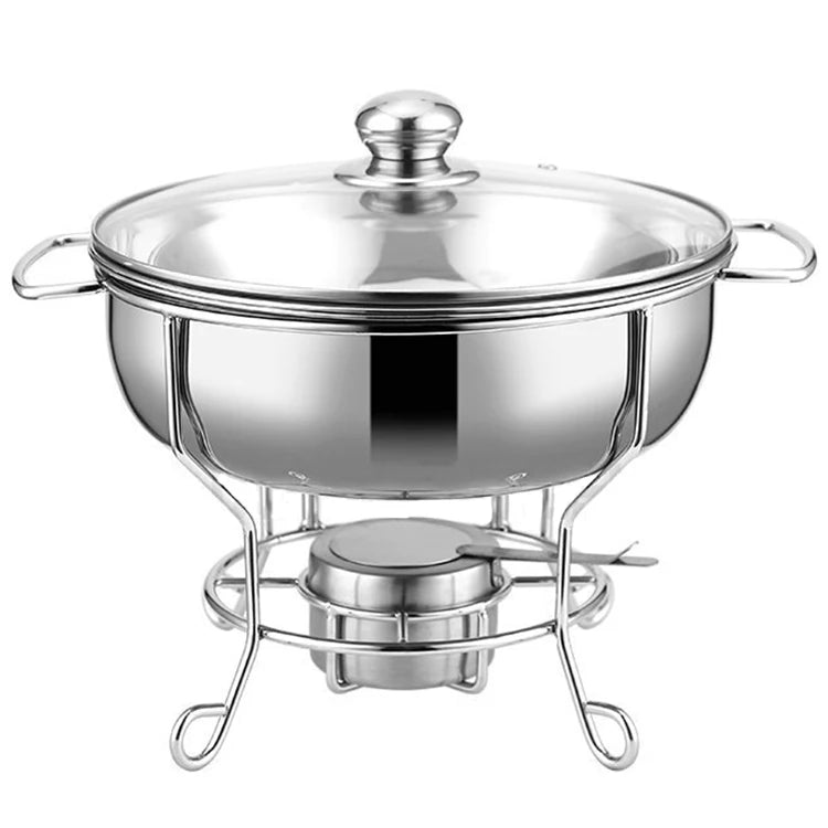 Hotel Restaurant Cheap Round Chaffing Dishes Buffet Catering Stainless Steel 6L 8L Big Food Warmer Chafing Dishes for Party