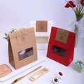 PVC Window Kraft Paper Bag Nougat  for Candy Cookie Bags Snowflake Crisp Packaging Paper Bags Wholesale