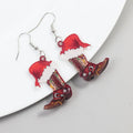 Wholesale Western Cowboy Boots Ethnic Style Printed Leather Shoes Christmas Hats Punk Resin Cartoon Custom Acrylic Drop Earrings