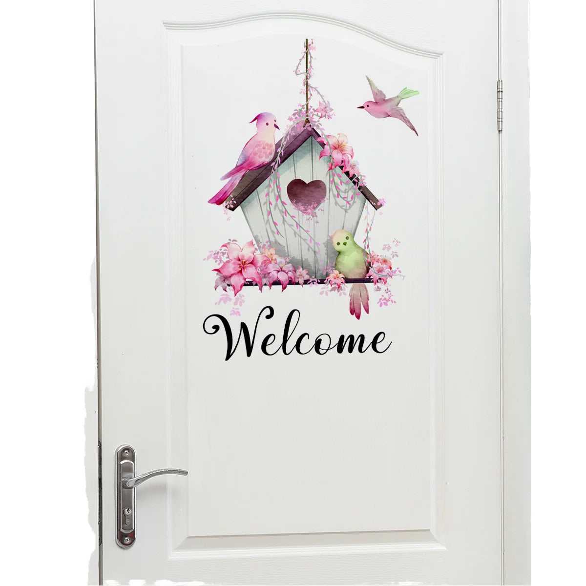 Pink Green Birds Self-Adhesive Wall Sticker Removable Wallpaper Murals for Living Room Home Decoration Decals Welcome Guests MegaBDM