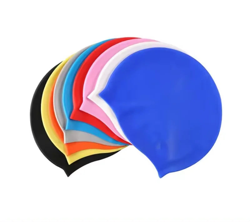 High Quality Customized Color Logo Waterproof Silicone Printed Swim Caps with Ear Protection High Elasticity Men's TT Sports