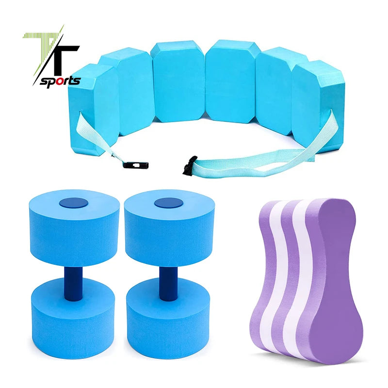 5 Piece EVA Water Aerobics Aquatic Fitness Set Pool Exercise Equipment Foam Water Dumbbell with Adjustable Belt Compact Portable