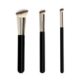 HMU Dropship Black and Silver Cosmetic Makeup Brush Vegan Luxury Cruelty Free Synthetic Hair Foundation Contour Brush