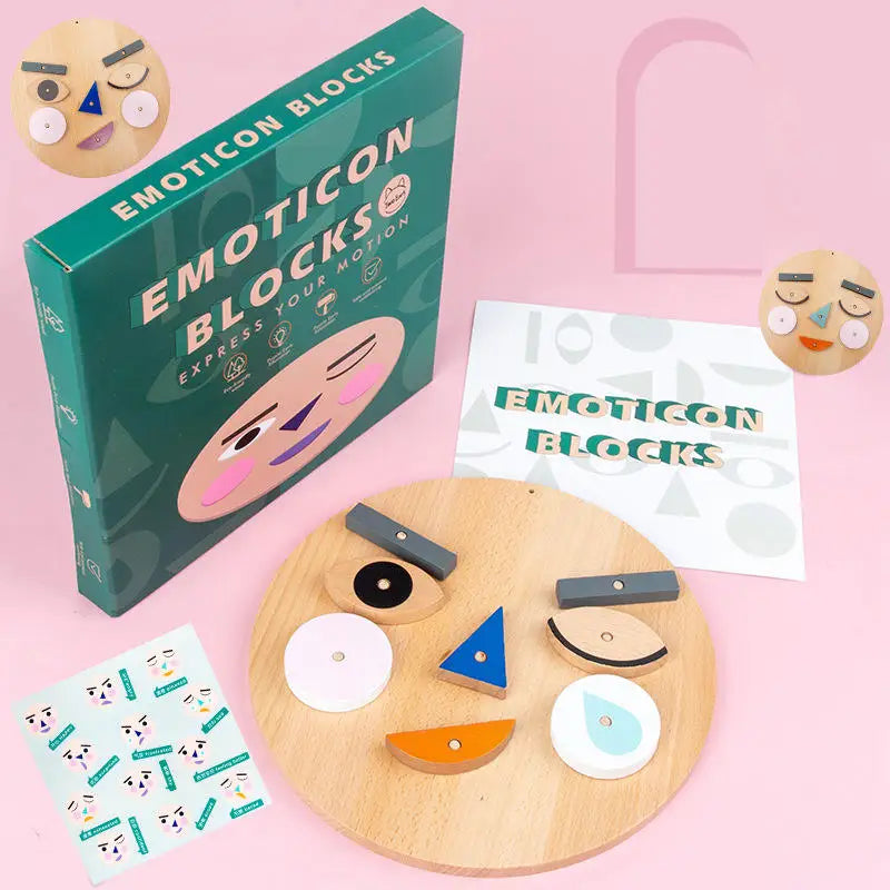 Children Wooden DIY Emoticon Block Puzzle Change Face Game Montissori Educational Learning Toys for Kids
