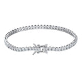 RINNTIN SB144 Luxury Jewelry 925 Sterling Silver Bracelet Tennis Chain With Princess Cut CZ Cubic Zirconia Bracelet for Women