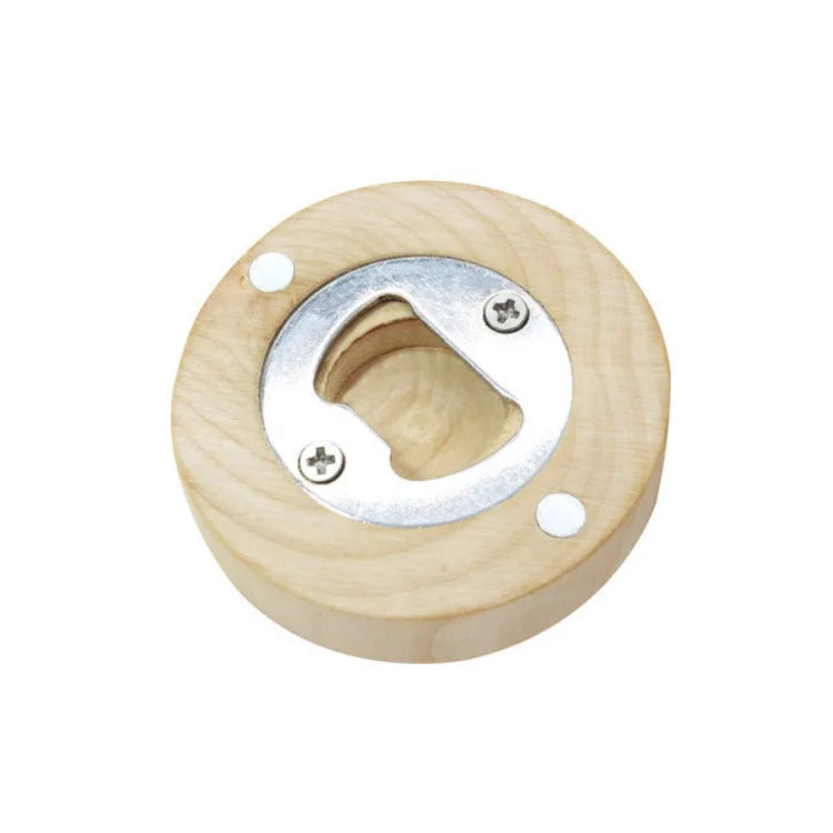 Custom Logo Blank Round Mini Bottle Opener Wooden Fridge Magnets Beer Opener With Eco Friendly