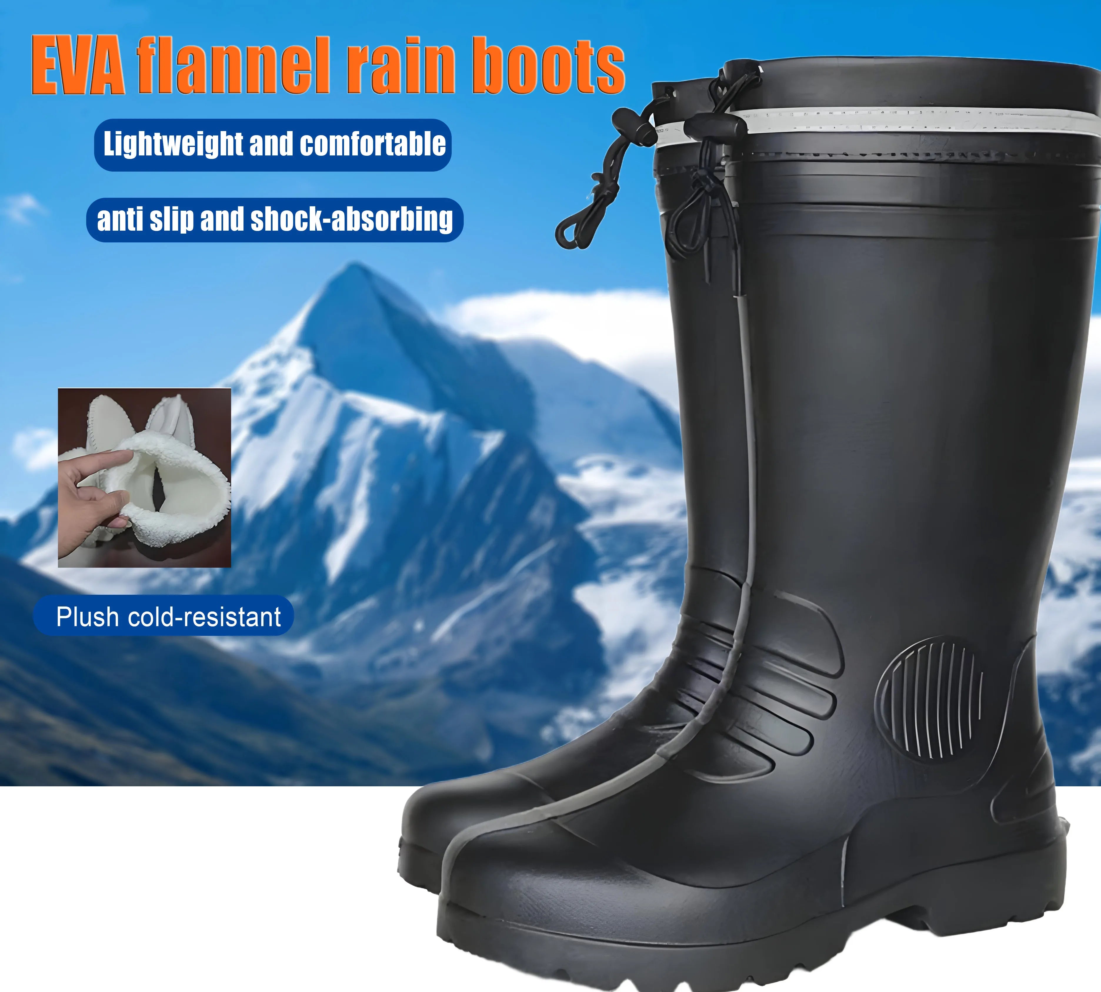 EVA Rain Boots Waterproof Foam Knee-high Removable Liner Draw String Fishing Hunting Ice Cold Storage Workers Wellington Boots