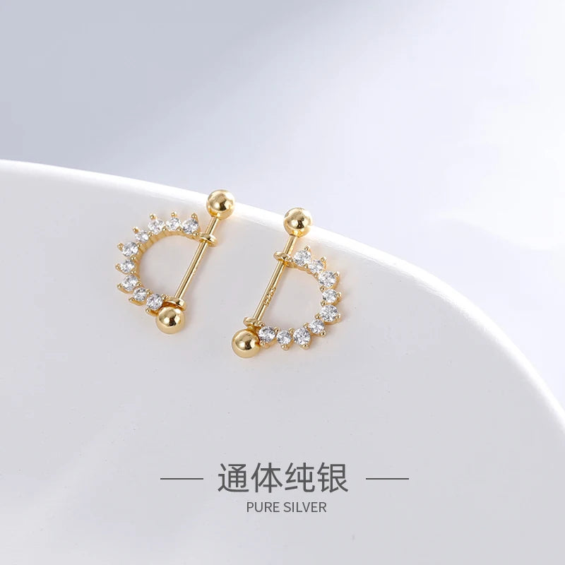 New Design Jewelry 925 Sterling Silver Screw Ear Clip Zircon Earring