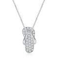 Personalized Sterling Silver Zircon Slippers Pendant Necklace for Women with Water-wave Chain and Rose Gold Plating