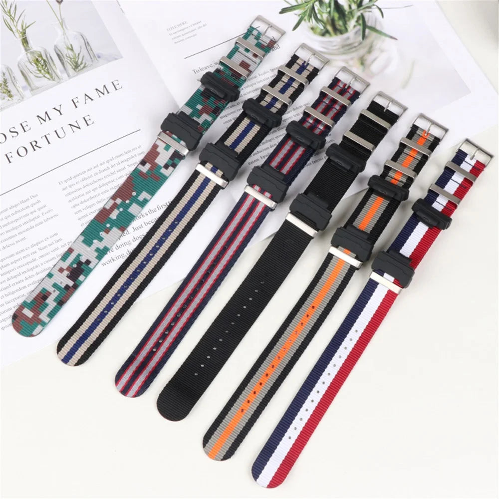 16/18mm Nylon Leather Watch Strap - Classic Style Wrist Band for Daily & Sports Wear