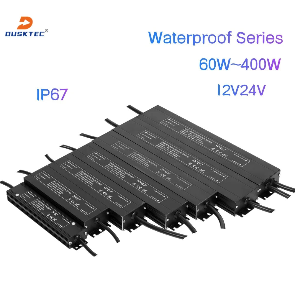 IP67 LED Lighting Transformers 16.6A 200W 12V 24V Waterproof Constant Voltage Led Power Supply for Indoor Outdoor LED Lights