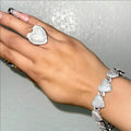 Luxury  Iced Out CZ Gold Big Heart Ring  White Hip Hop 18k Gold Silver Plated Women Heart Rings