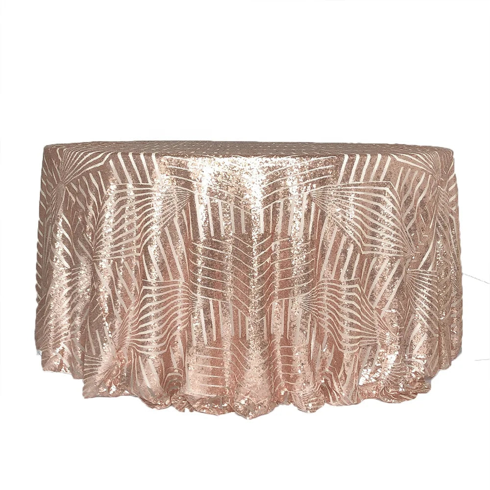 Luxury Geometry Sequin Embroidered Round Wedding Overlay Tablecloths