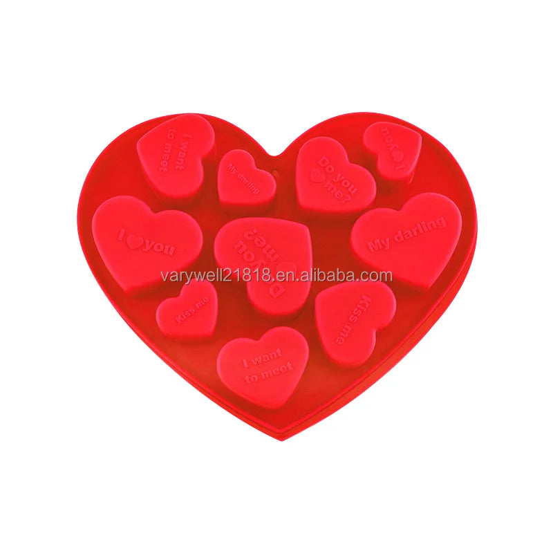 VaryWell Baking Freezing Safe Heart Candy Gummy Molds 2026 Valentine's Day Chocolate Red Heart Ice Cube Tray
