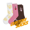 FREE DESIGN & MOCKUP OEM Custom Embroidery Pattern Logo Sock Customize Cotton Designer Women Sock