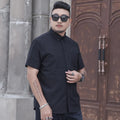 2023 Large Size Men's Short Sleeve Shirt Business Casual Everything Oxford Spinning Short Sleeve Shirt