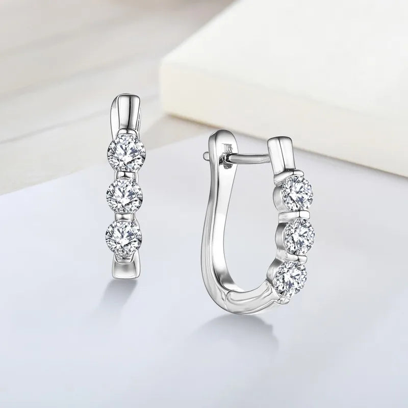 Classic New 925 Sterling Silver Shining Clear Cz Cubic Zircon Hoop Earrings for Women Wedding Jewelry