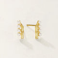 Nagosa Dainty Women Jewelry 18k Gold Vermeil 925 Sterling Silver Shell Pearl Bamboo Stud Earrings