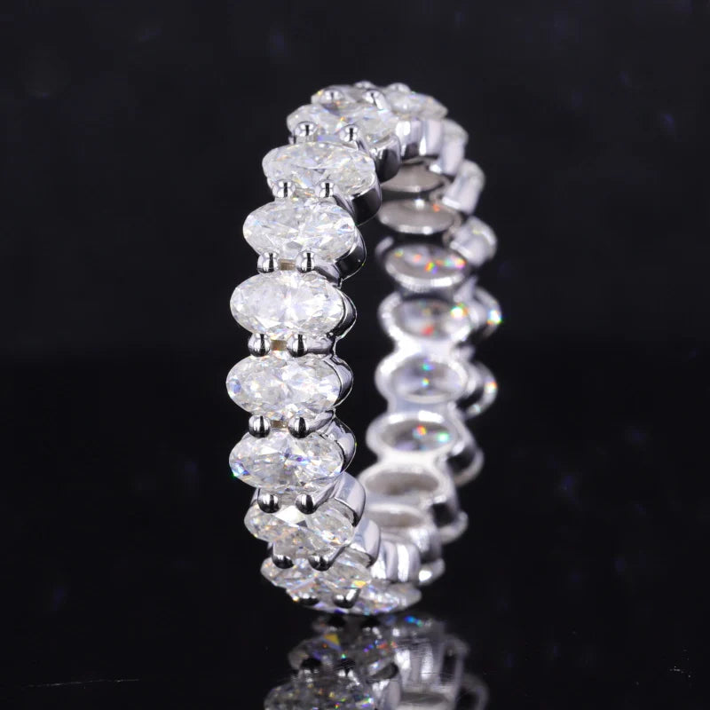 Starsgem Wholesale  Diamond Rings 14 Karat Gold 3x5mm Oval Cut Moissanite Full Eternity Silver Engagement Ring Ring