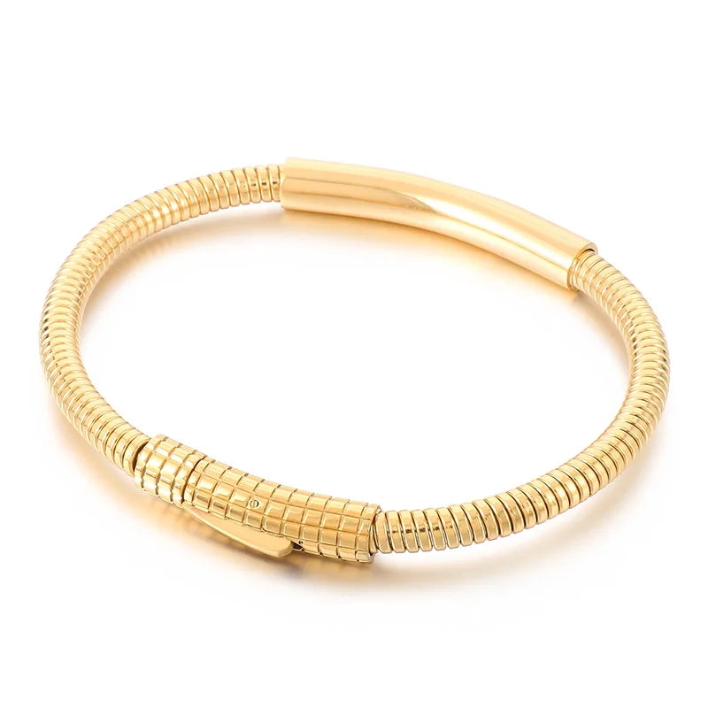 KALEN Unisex Casual Gold/Silver/Black Flexible Stainless Steel Round Chain Bracelet
