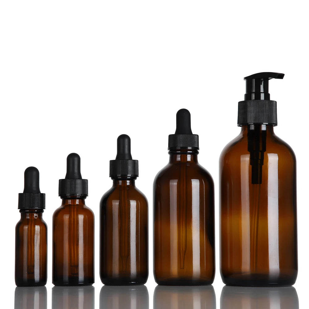 Wholesale Empty 15ml 30ml 60ml 120ml Glass Round Shape Oil Bottles with Black Dropper