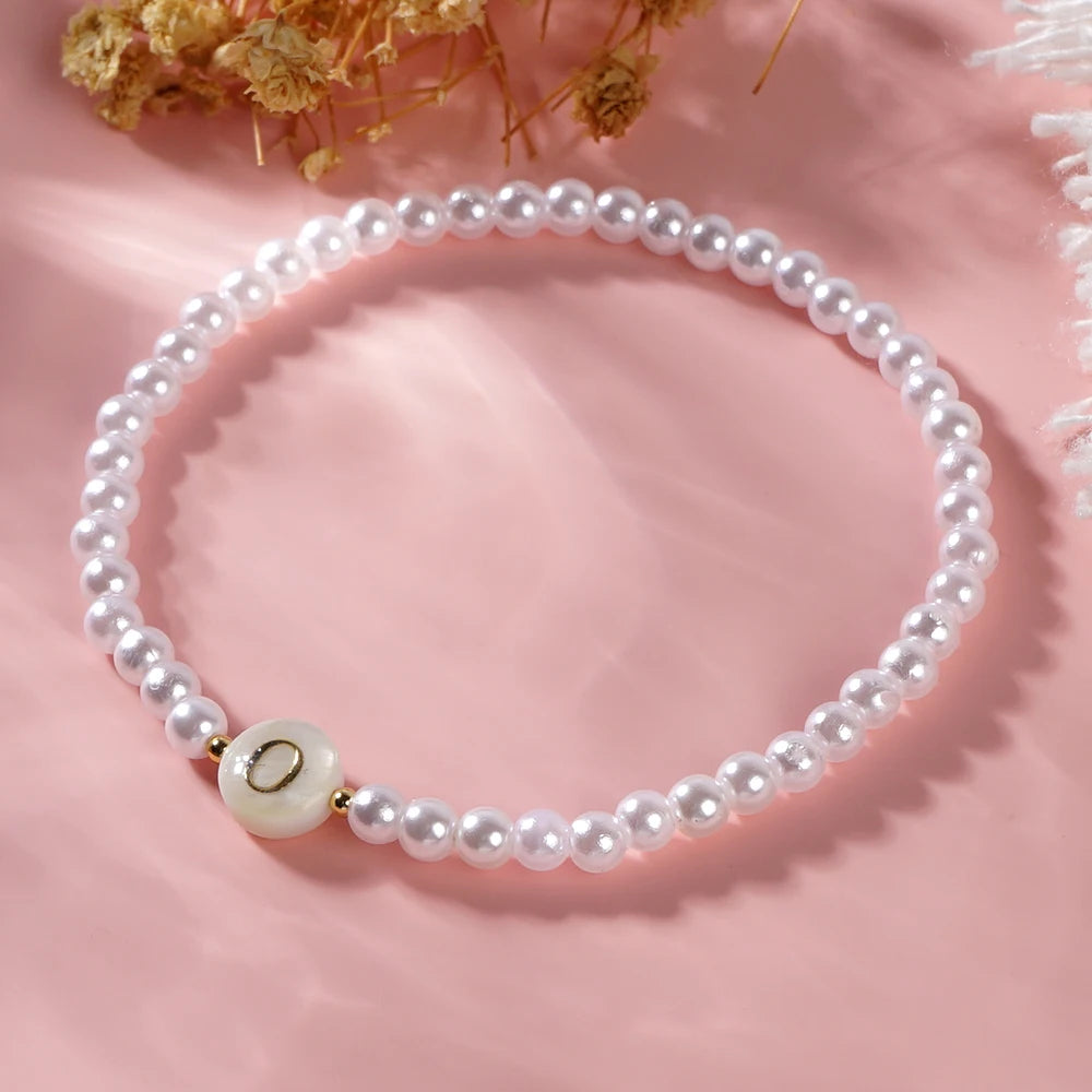 Go2boho Bohemian Handmade Beaded Bracelets 26 Letter Custom Imitation Pearl Stretch Chain Women Fashion Jewelry Summer Trendy