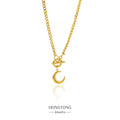 Fashion Women Jewelry Stainless Steel Necklace 18K OT Buckle Geometric Necklace Upside Down Moon Pendant Necklace