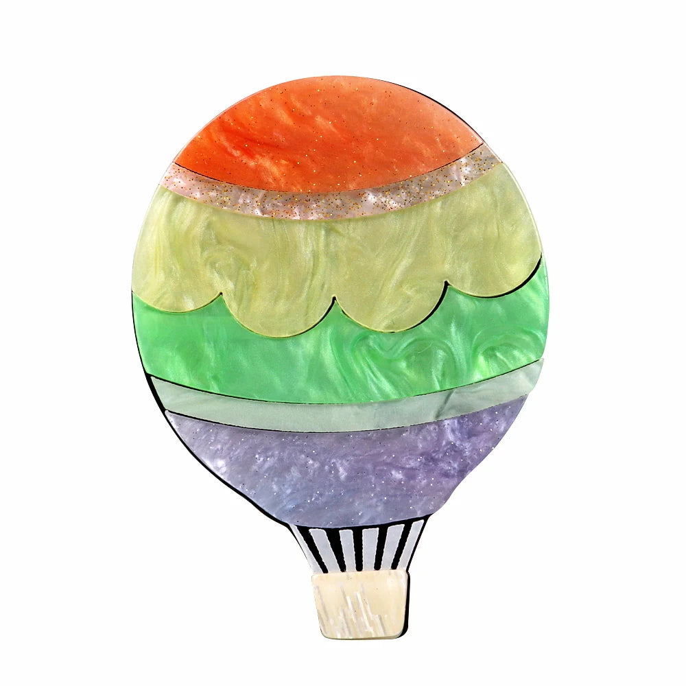 Women's Colorful Acrylic Brooch for Summer Outdoor Activities for Weddings Parties-Lollipop Glitter Hot Air Balloon Pins for