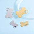 Customized DIY Dog Bone Hollow Paw Pendant Fine-Polished Stainless Steel with Gold Plating Cute Style Pet Jewelry Accessories