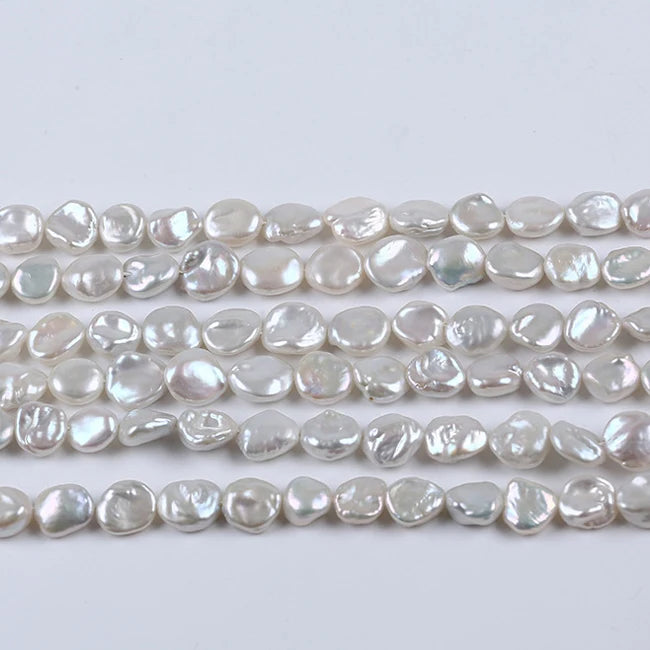 NP008  Good Quality Natural Fresh Water Freshwater Flat Irregular Pearl Beads Baroque