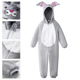 Stylish Bunny Jumpsuit Girls and Boys Comfy Long Sleeve Hooded Romper for Easter Carnival Party Performance