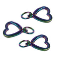 Rainbow Heart Shape Keychain Snap Ring Carabiner Hook Spring Ring Buckle