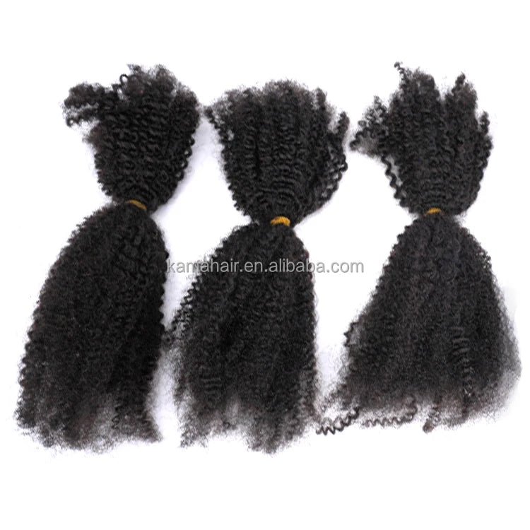 KAMA Hot Sale Afro Kinky Bulk Human Hair 4C Brazilian Hair Afro Kinkys Curly 100%  Human Hair for Braids Twist