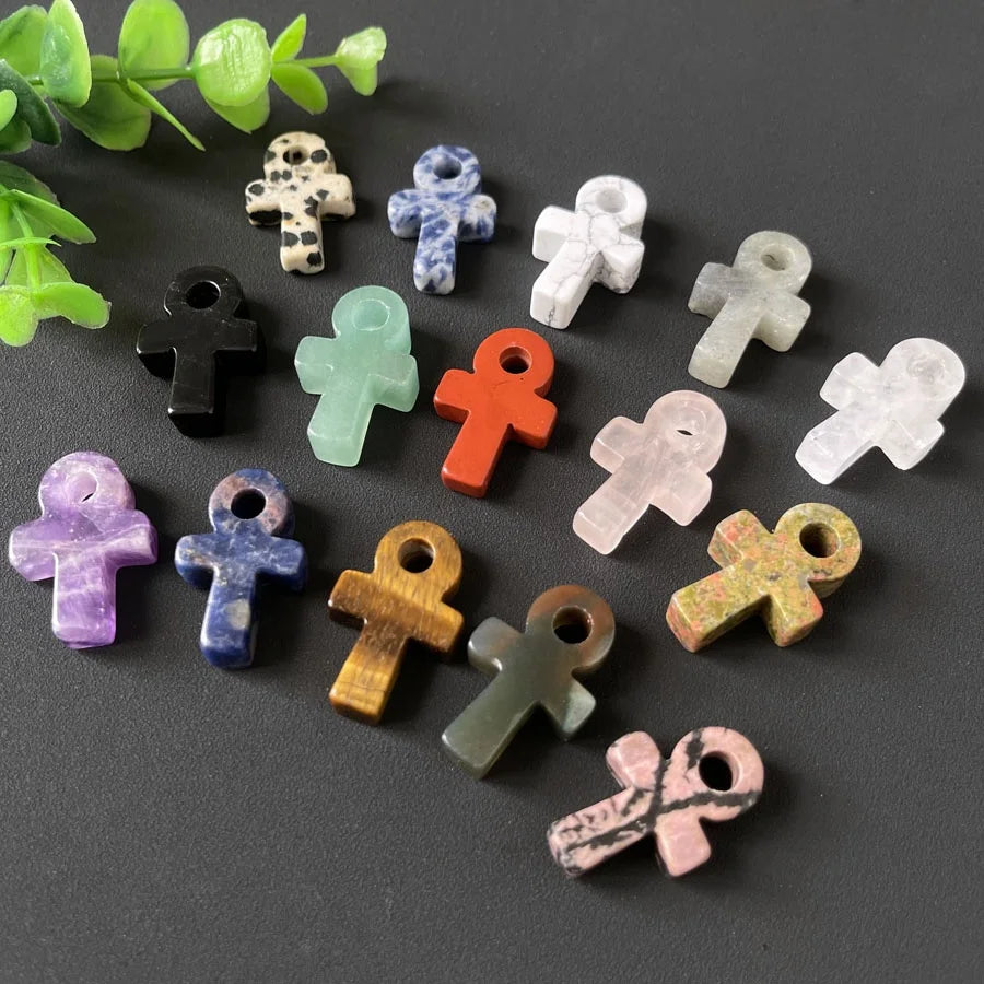 Wholesale Natural Clear Quartz Mixed Handmade Gemstone Cross Amulet Crystal Anka