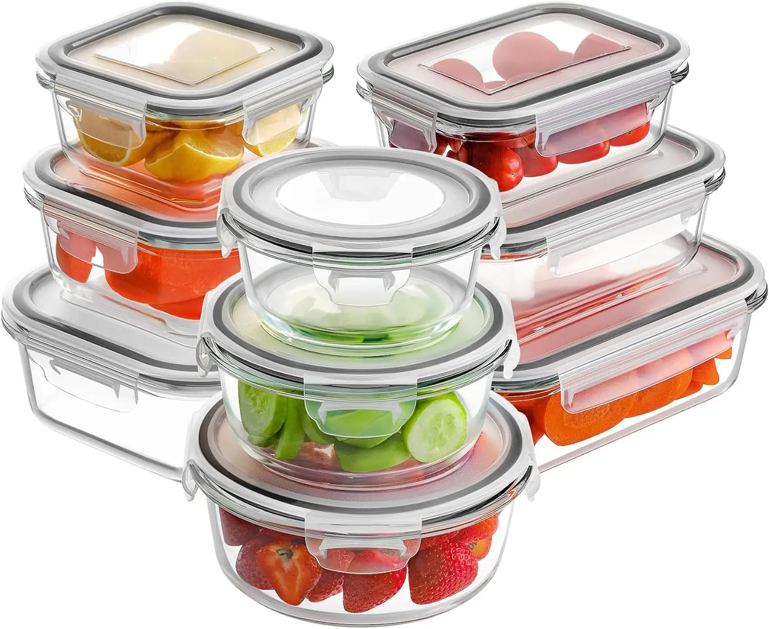Airtight Eco-Friendly Oven Safe High Borosilicate Glass Meal Prep Food Container Set Bento Box With Locking Lids